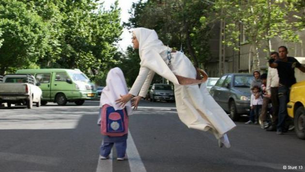 Ahmadi performs a stunt in Islamic dress (photo: Stunt 13)