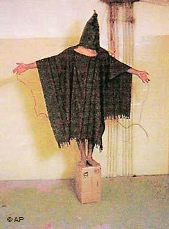 Detainee in Abu Graib being tortured (photo: AP)