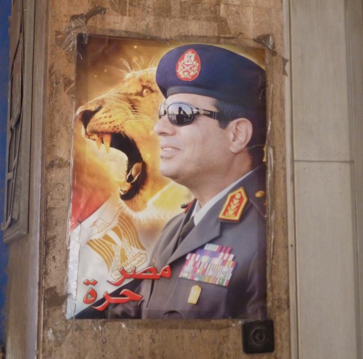 A poster depicting Abdul Fattah al-Sisi alongside a lion (photo: Arian Fariborz)