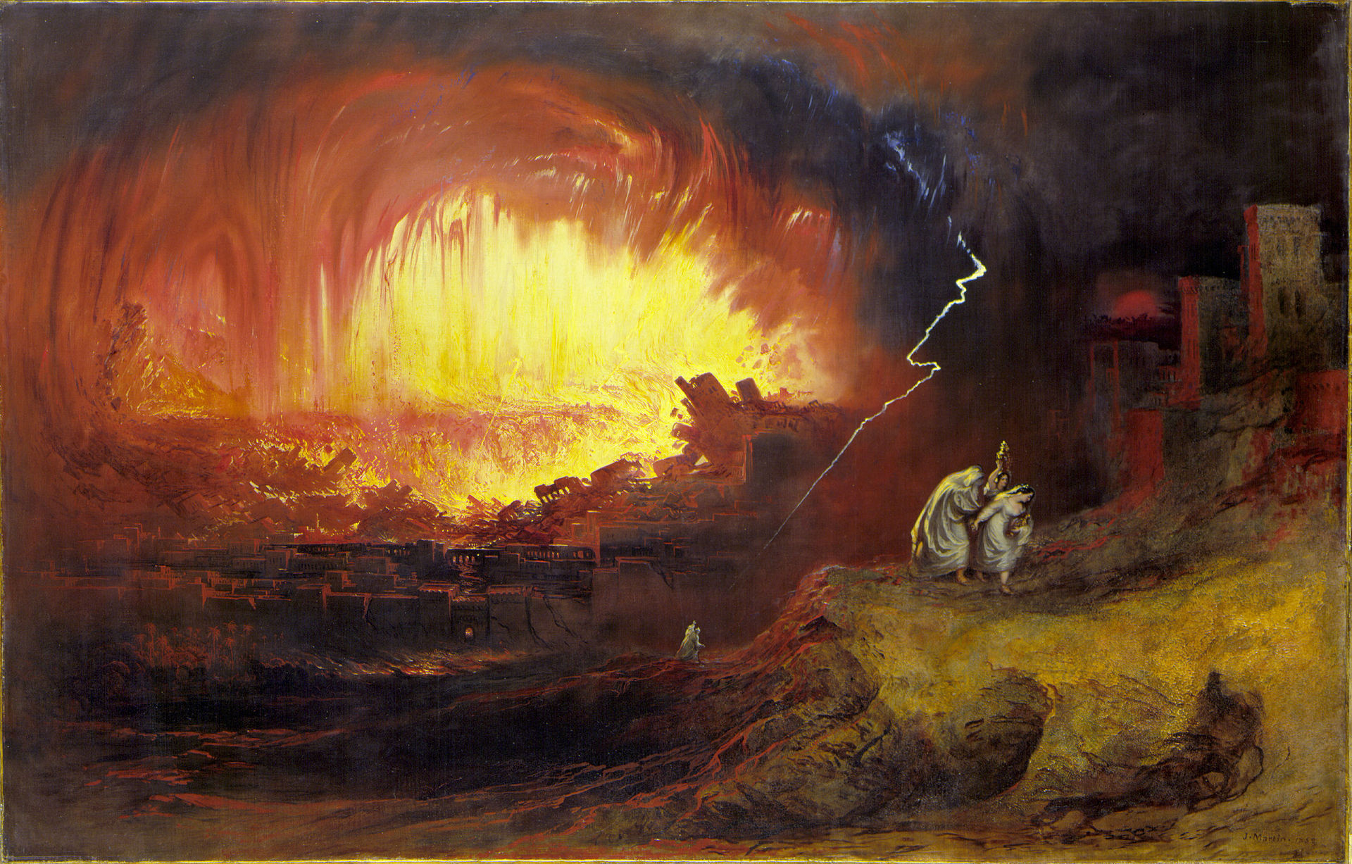 لوحة فنية حول  قصة سدوم وعمورة. John Martins (1789-1854): "The Destruction Of Sodom And Gomorrah"; Quelle: Wikimedia Commons 