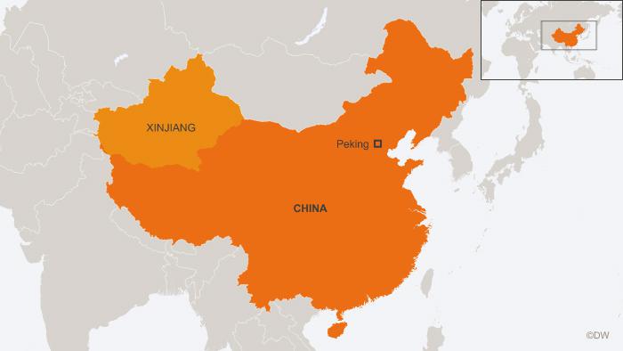 Map of the Chinese conflict region Xinjiang (source: DW)