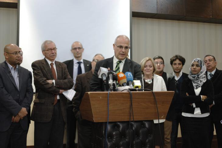 A meeting of Libyan media representatives and diplomats from EU states and the UN Mission in February 2014 (photo: Valerie Stocker) 