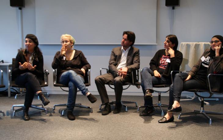 The panel for the discussion that followed the "Slamming für 2020" poetry workshop in Bonn (photo: Fabian Pianka)