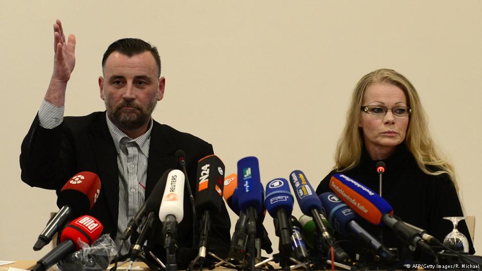 Lutz Bachmann and Kathrin Oertel of Pegida at a press conference in Dresden, 19 January 2014 (photo: AFP/Getty Images/R. Michel)