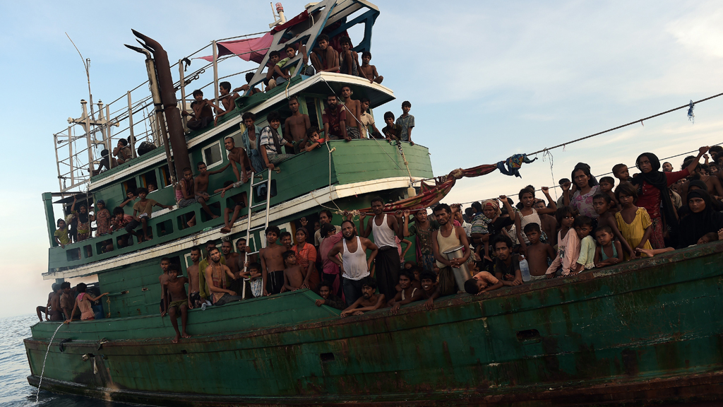 Rohingya migrants on a boat off the coast of Thailand, 14 May 2015 (photo: Getty Images/Afp/C. Archambault) 