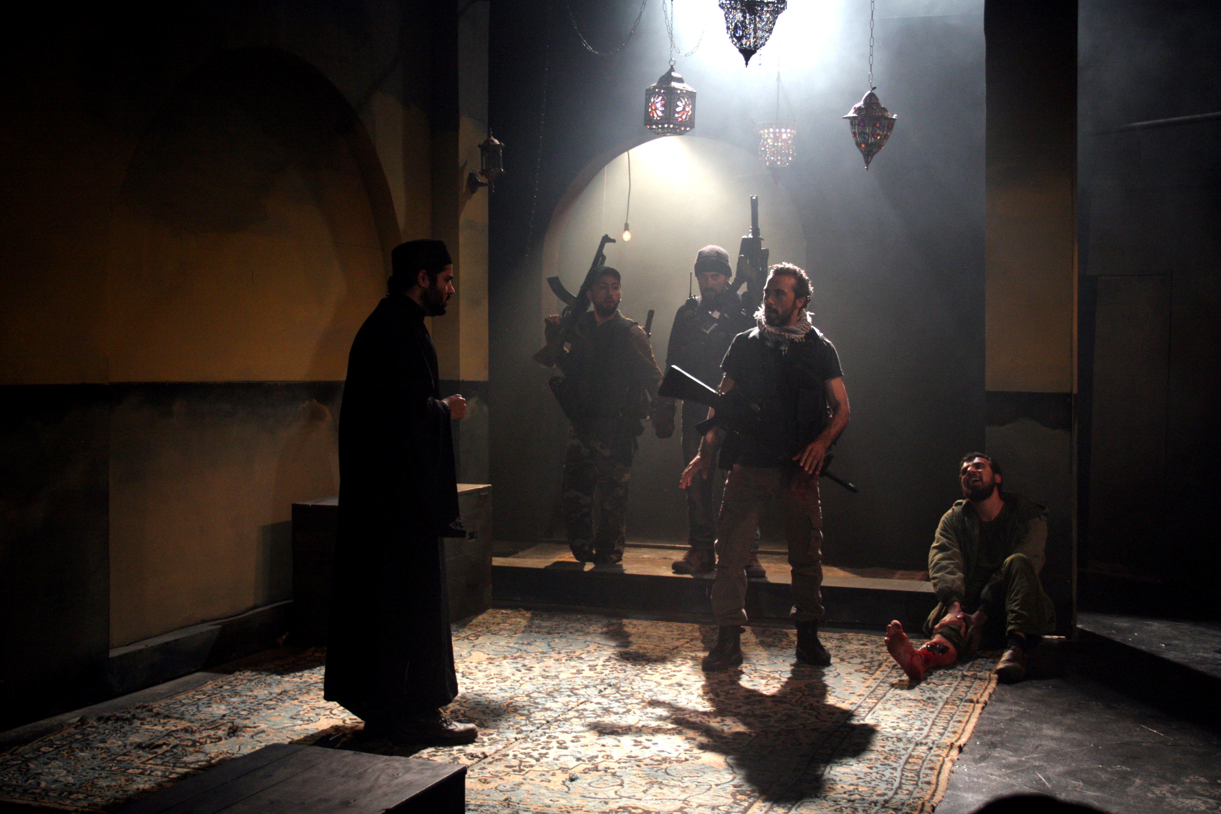 Scene from the premier of "The Siege" in Jenin, 3 April 2015 (photo: Ylenia Gostoli)