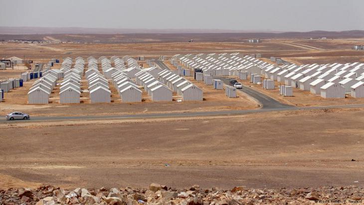 View of the Azraq refugee camp in the Jordanian desert