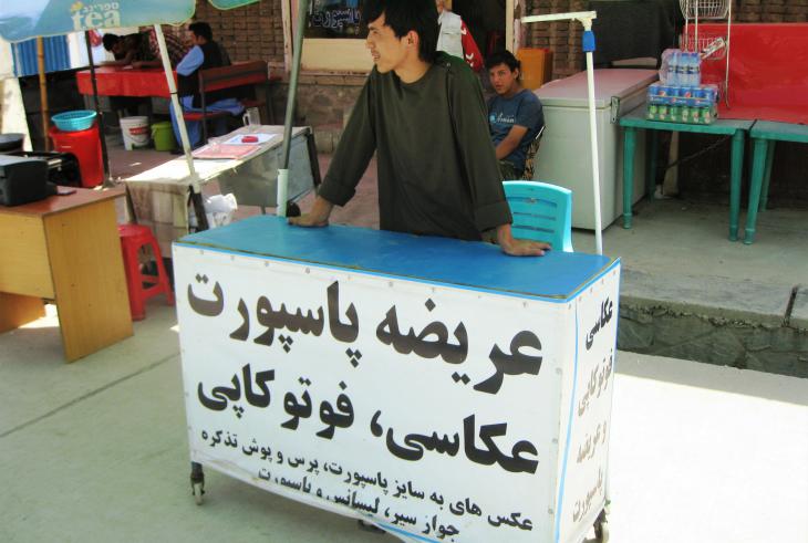 Near to Kabul’s passport office, Reza offers passport photos and photocopies (photo: Emran Feroz)