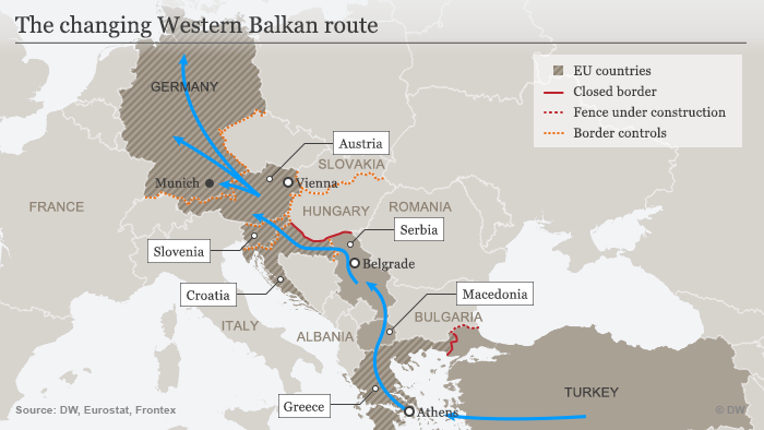 The West Balkan route (source: Deutsche Welle)