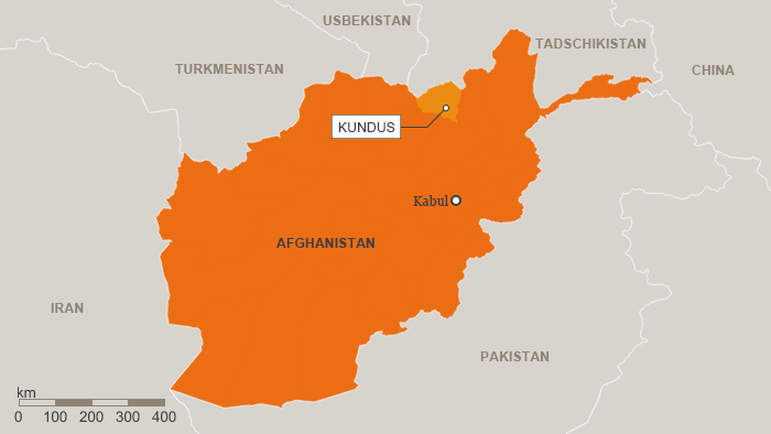 Map of Afghanistan showing Kunduz province (source: DW)