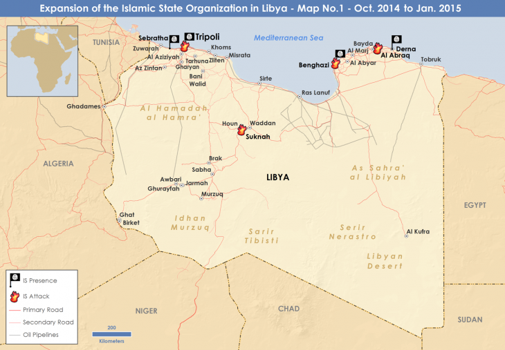 IS military operations in Libya up to January 2015 (source: private)