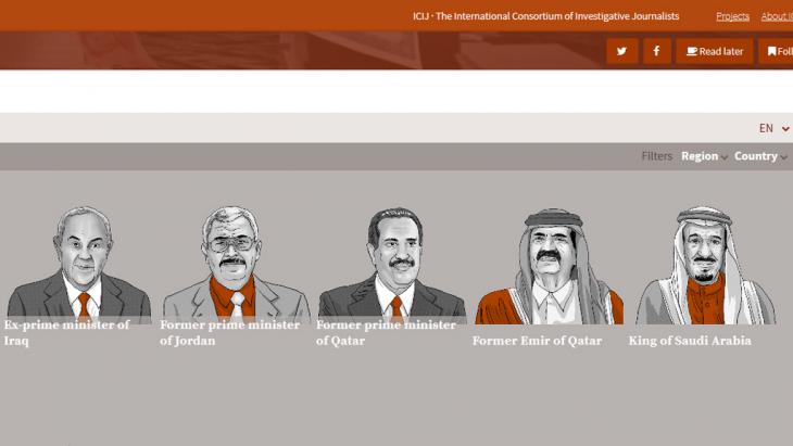 Panama revelations: screenshot taken from the ICIJ website (International Consortium of Investigative Journalists)