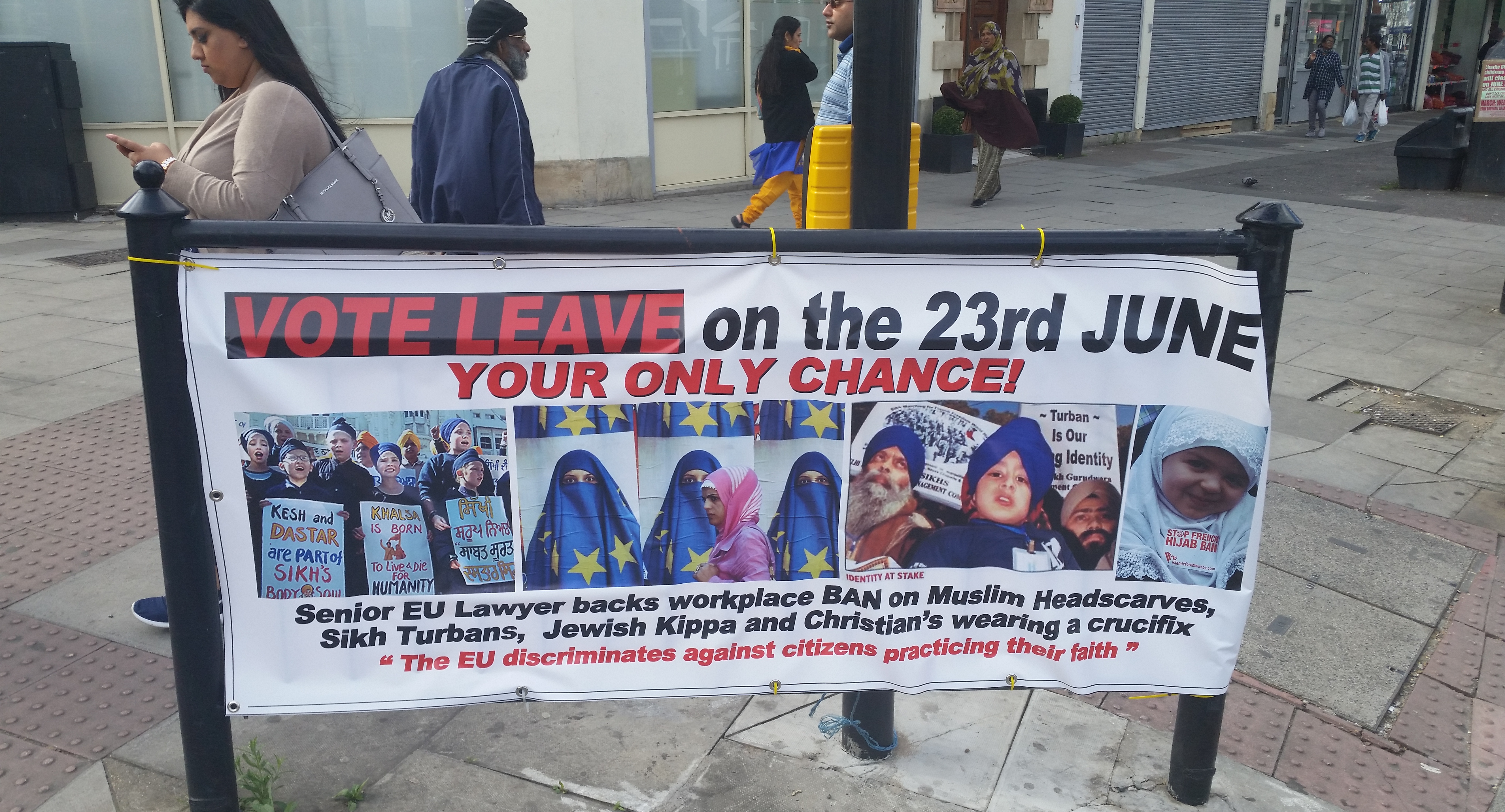 Transparent aus dem Brexit-Wahlkampf in Großbritannien; Foto: Sunny Hundal