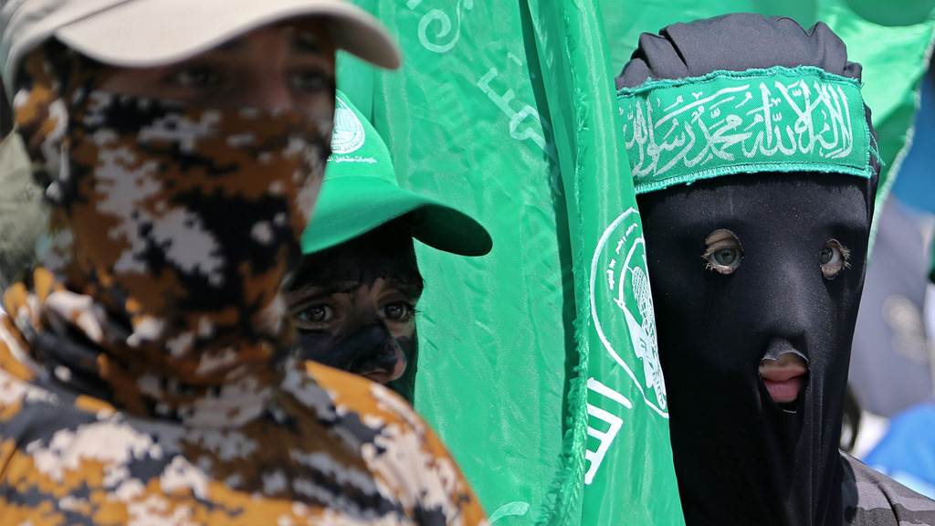 Vermummte Hamas-Mitglieder in Gaza; Foto:picture-alliance/dpa/M. Saber