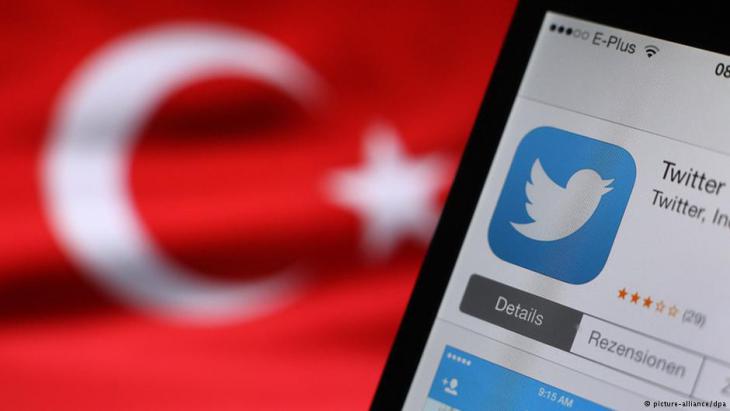 Symbolic image of the Turkish flag and Twitter (photo: picture-alliance/dpa)