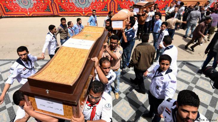 Funeral for Copts murdered during the attack on Saint Mark′s Church in Alexandria (photo: Mohamed El-Shahed/AFP/Getty Images)