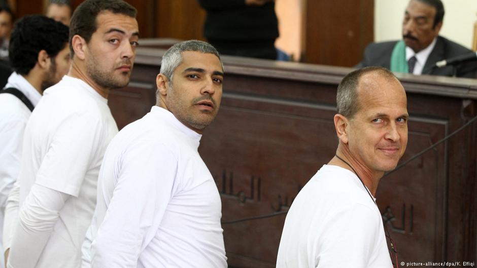 Prozess gegen Al-Jazeera-Mitarbeiter am 31.4.2014 in Kairo; Foto: picture-alliance