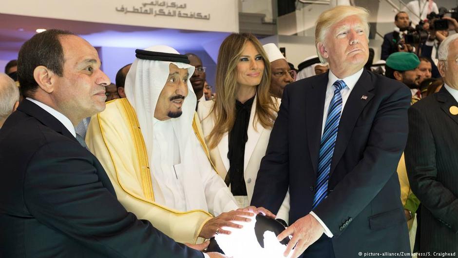 الرئيس الأمريكي ترامب  والملك السعودي سلمان والرئيس المصري السيسي 