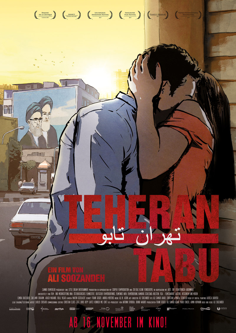 Poster for the animated film "Teheran Taboo" by German-Iranian director Ali Soozandeh (copyright: Ali Soozandeh)