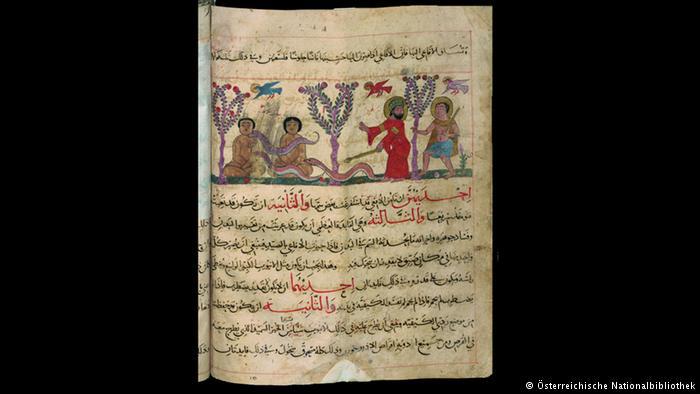 13th-century Arabic manuscript showing how to catch snakes using stuffed dolls (photo: Österreichische Nationalbibliothek)