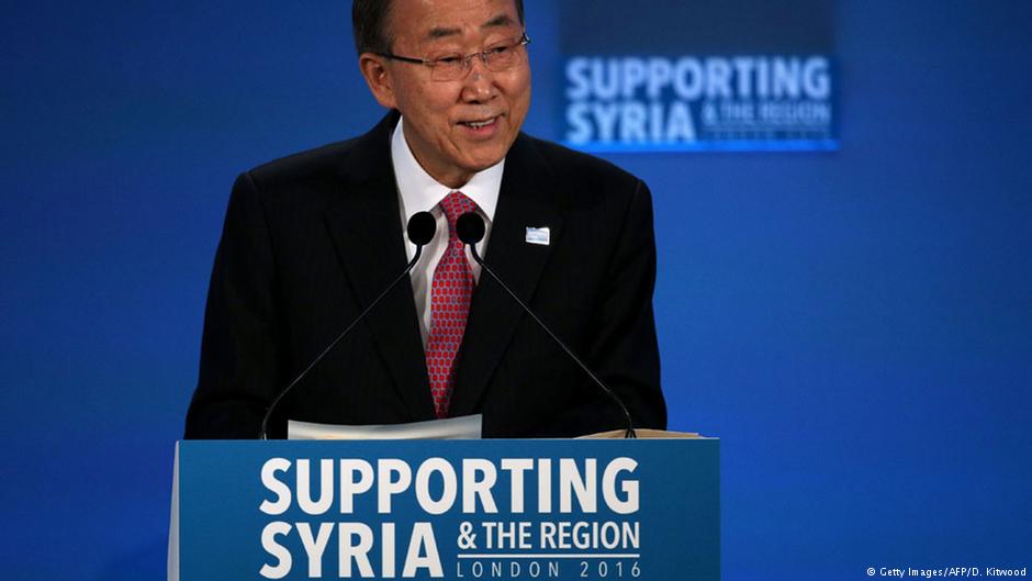 Former UN Secretary-General Ban Ki-moon speaks during a donor conference entitled 'Supporting Syria &amp; The Region' at the QEII centre in central London on 04.02.2016 (photo: Getty Images/AFP/Dan Kitwood) 