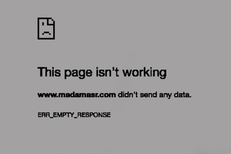 Error screen that appears when users try to call up Mada Masr in Egypt