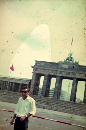 Father Diab Abed in front of the Brandenburg Gate in Berlin, 1967 (photo: private)