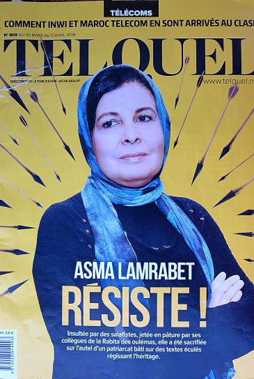 Cover of the Moroccan magazine "Tel Quel" with the lead on Asma Lamrabet