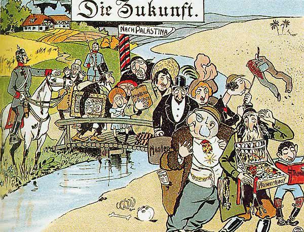 Anti-Semitic German caricature from 1900 (source: History text book "Zeiten und Menschen 1")