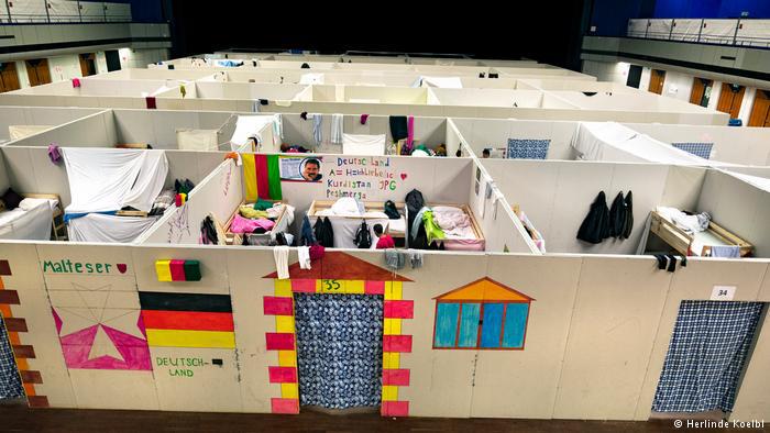 Emergency shelters in a German refugee reception centre (photo: Herlinde Koelbl)