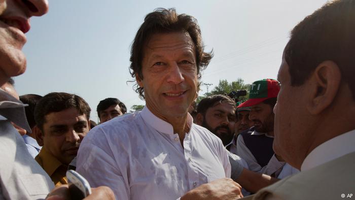 Imran Khan at a protest in Islamabad, Pakistan (photo: AP)