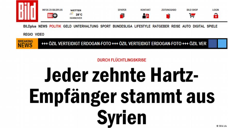 عنوان صحفي من صحيفة بيلد الألمانية حول اللاجئين