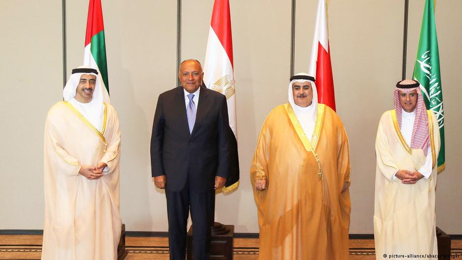Die Außenminister der VAE, Saudi Arabiens und Ägyptens; Foto: picture-alliance