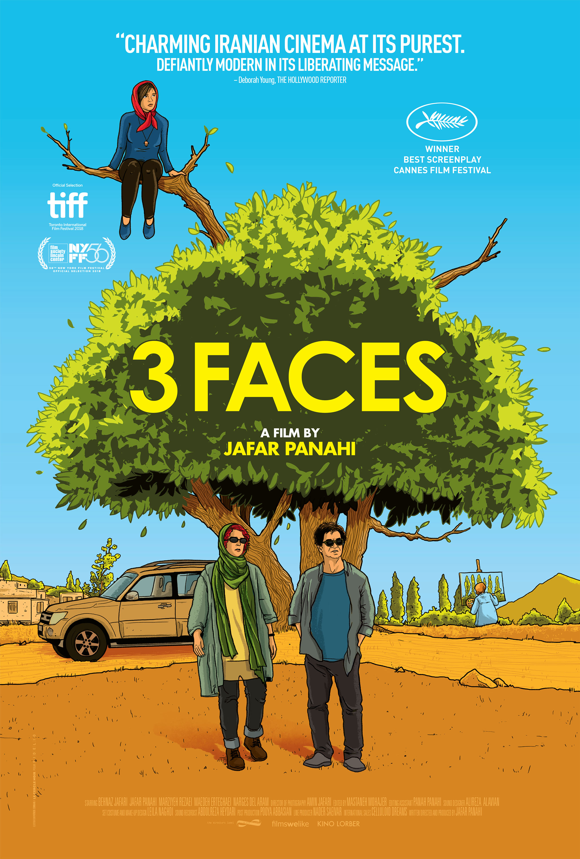 Film poster of Jafar Panahiʹs "Three Faces" (distributed by Memento Films)