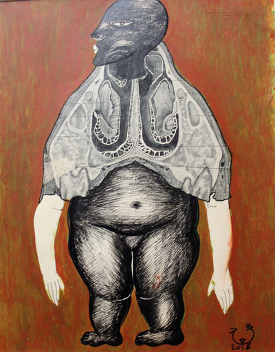 لوحة "بدون عنوان" 2018 للفنانة التشكيلية المصرية سعاد عبد الرسول.
