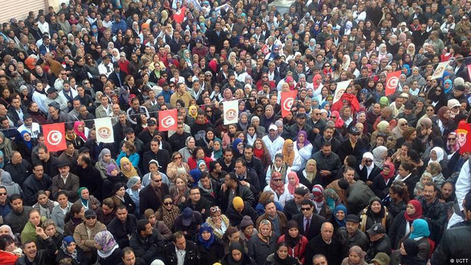 Protestversammlung der Gewerkschaft UGTT in Tunesien; Quelle: UGTT