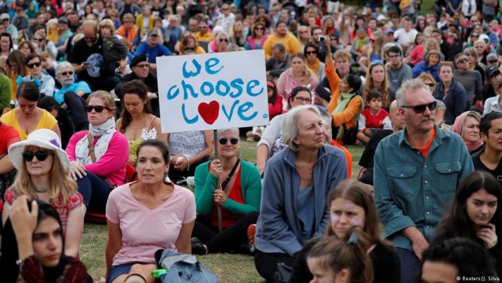 Participants in the March for Love, held in memory of the Christchurch victims (photo: Reuters)
