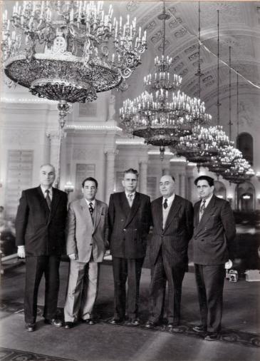 The leaders of the Tudeh Party (from left) Reza Rusta, Fereydoun Keshavarz, Reza Radmanesh, Iraj Eskandari and Abdolsamd Kambakhsh visit East Berlin (photo: IranJournal)