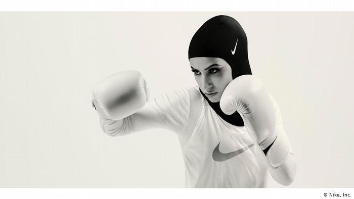 A female boxer wears a Nike full bodysuit (photo: Nike Inc.)
