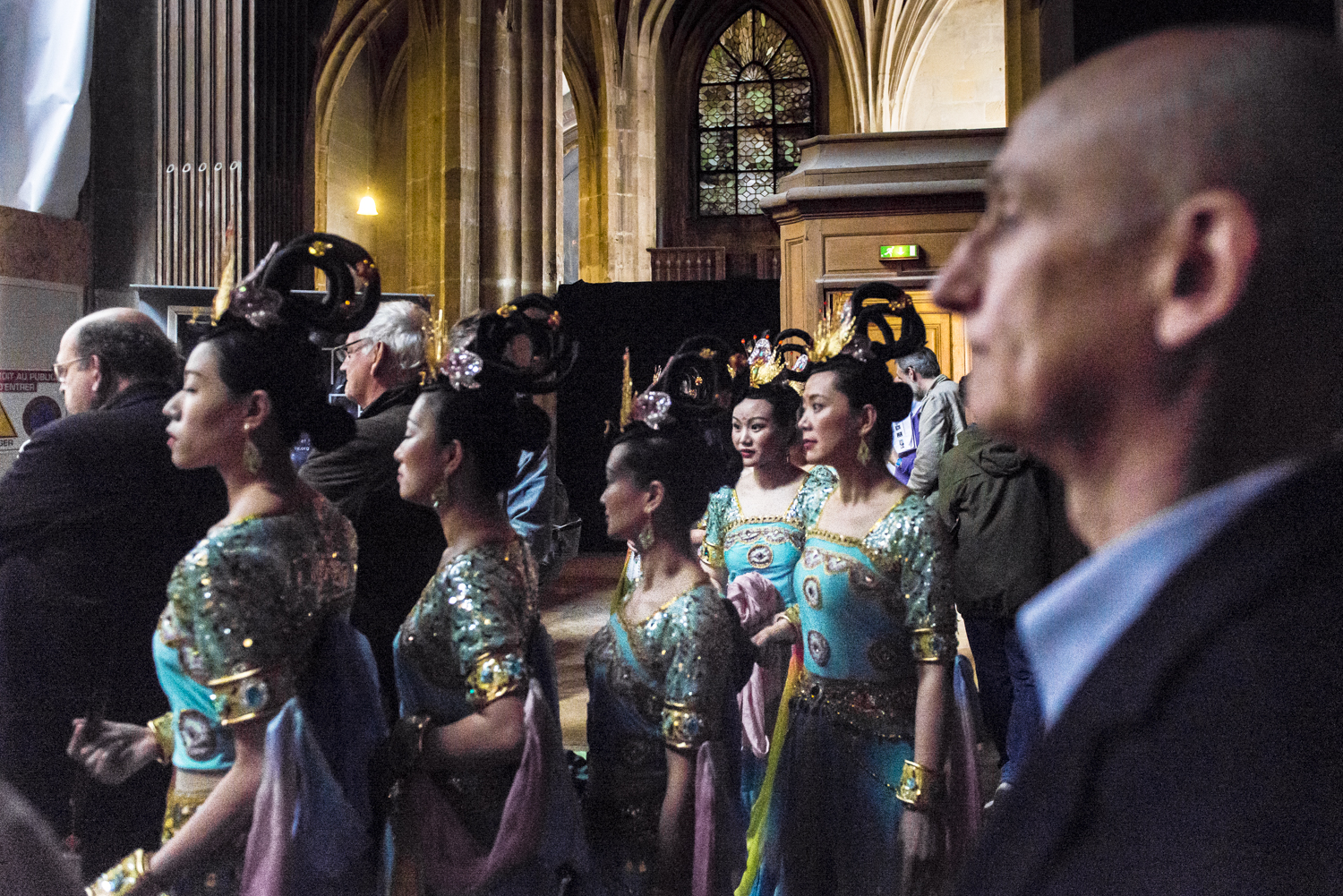 Members of the Fo Guang Shan Temple dance troupe prepare to perform on 29 May 2016 (photo: Jan Schmidt-Whitley)
