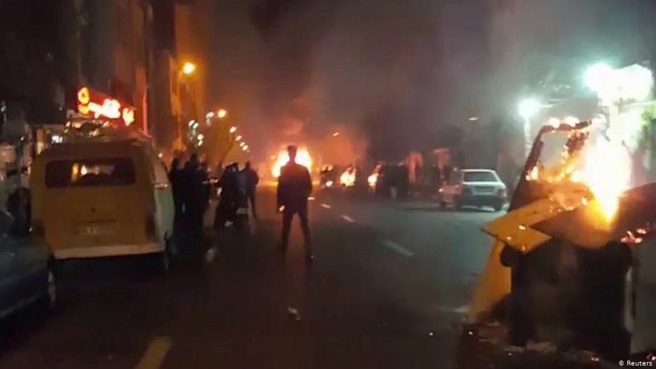 People protest in Tehran, Iran, 30 December 2017 (still image from a video obtained by Reuters)