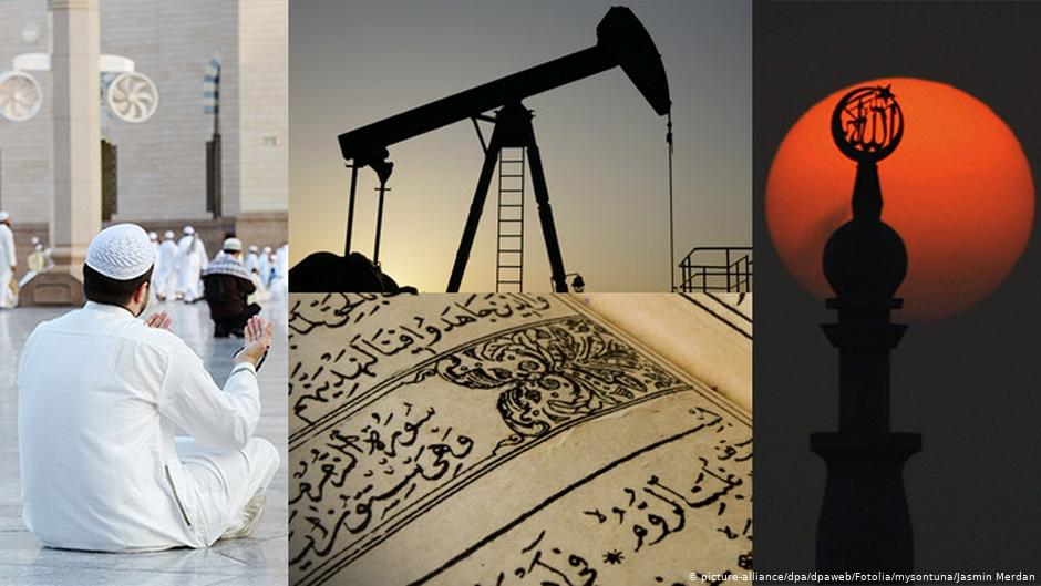 Photomontage symbolising the importance of oil, religion and specifically Wahhabism to Saudi Arabia (photo: picture-alliance/dpa/Jasmin Merdan/Fotolia.com/mysontuna –Fotolia.com)