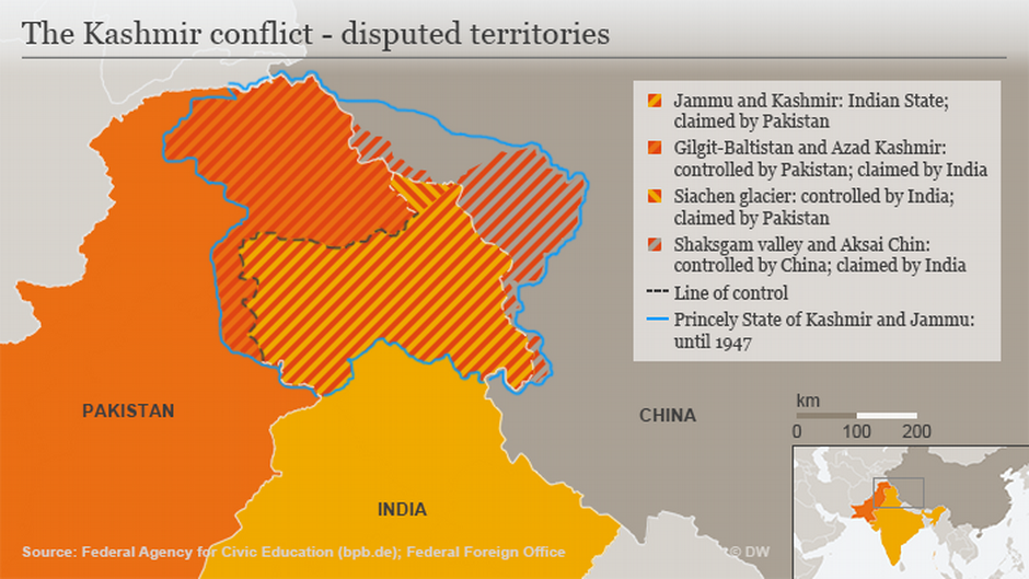 Infographic showing the disputed Kashmir territories (source: DW)