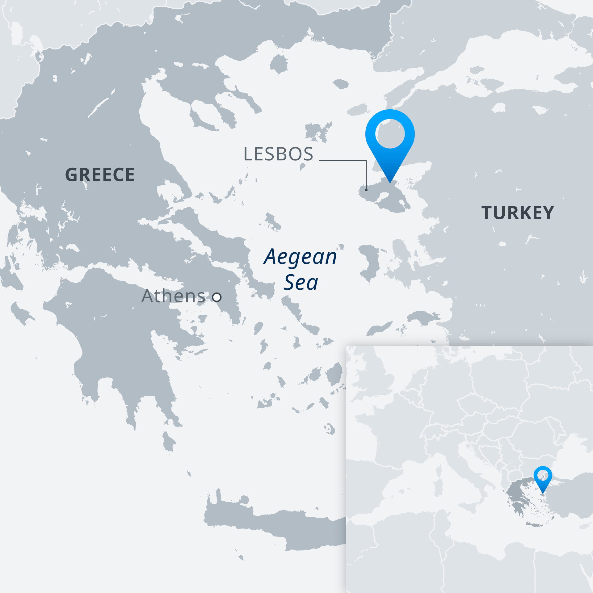 Map showing the location of Lesbos (source: DW)