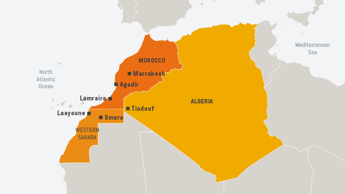 Map showing the location of the disputed territory of Western Sahara (source: dw.com)