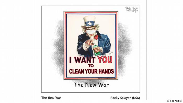 Cartoon entitled The New War (Rocky Sawyer, USA)