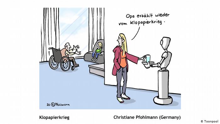 Cartoon entitled Toilet Paper War (Christiane Pohlmann, Germany)
