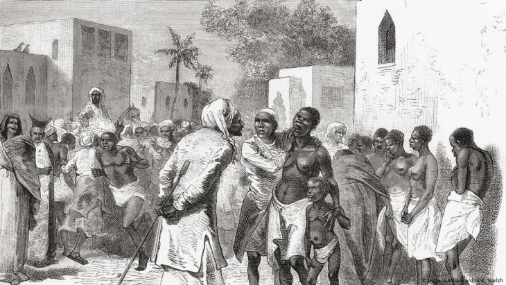 Illustration dating from 1878 depicting a slave market in Zanzibar (picture: picture-alliance/dpa/K. Walsh)