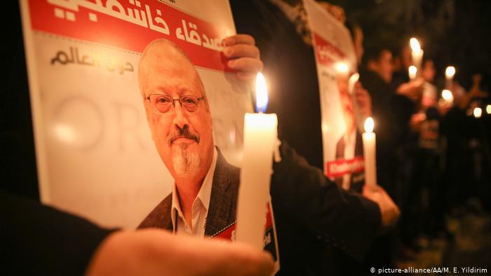 Mahnwache für den ermordeten saudischen Dissidenten Jamal Khashoggi; Foto: picture-alliance/AA.