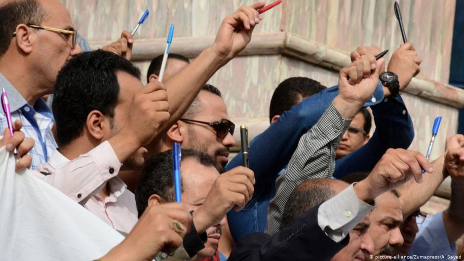 Proteste ägyptischer Journalisten in Kairo; Foto: picture-alliance/Zumapress/A. Sayed